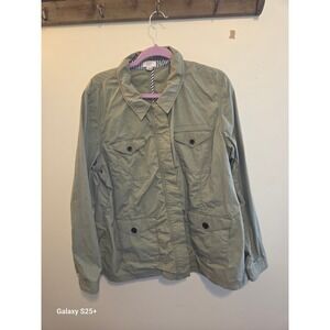 Crown & Ivy Womens Olive Green Utility Field Jacket Full Zip XL